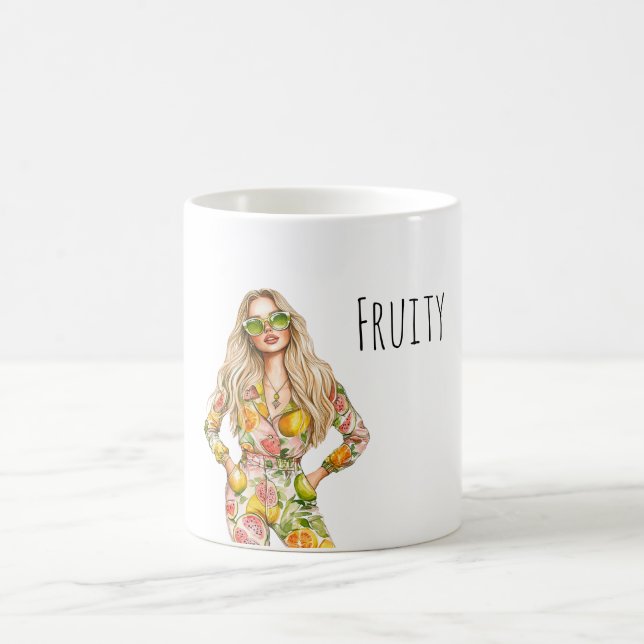 Mug Haut de pantalon de fruit femelle blond (Centre)