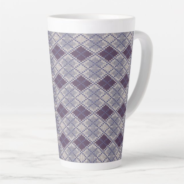 MUG HAUT LATTE EN MAILLE ARGILE PLUMES (Angle droit)