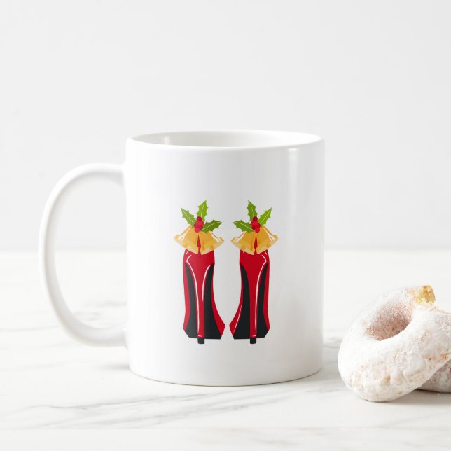 Mug Haut talons rouges avec cloches de Noël (Avec donut)