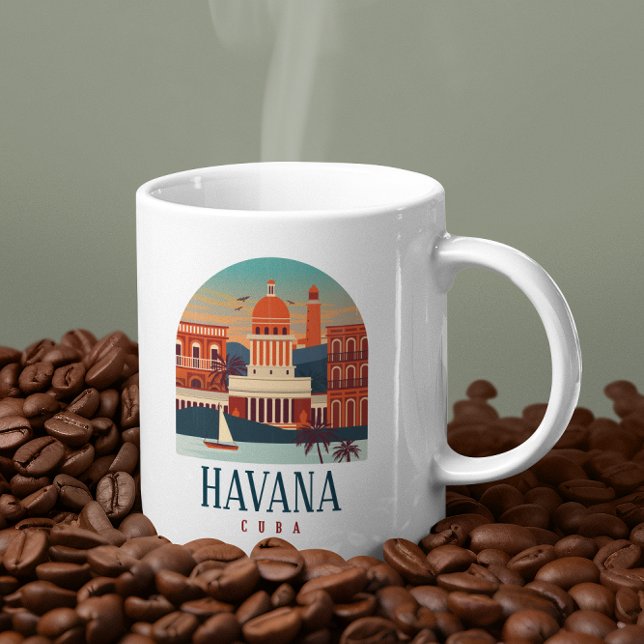 Mug Havana Cuba Île Vintage Minimal Retro City (retro havana cuba coffee mug)