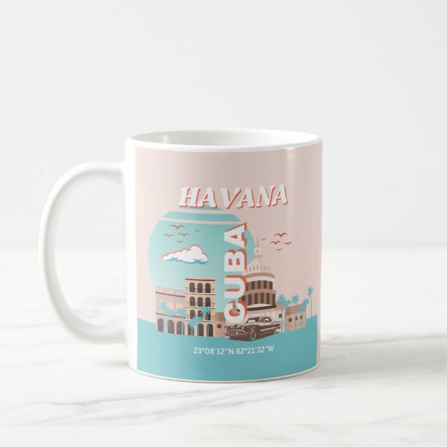 Mug Havana Cuba Retro Art Voyage (Gauche)