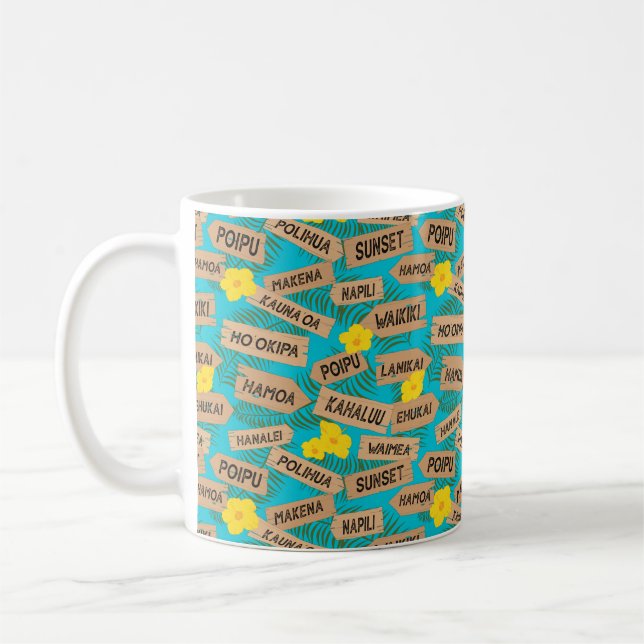 Mug Hawaii Beach Noms sur Blue (Gauche)