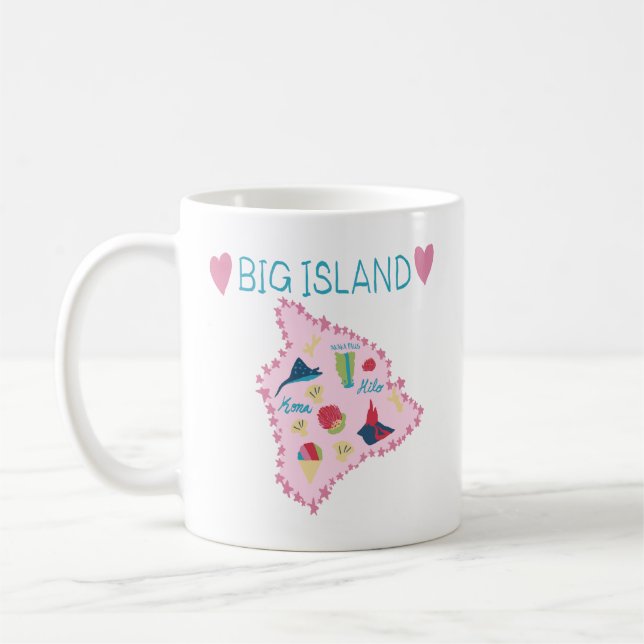 Mug Hawaii Big Island Map Cute Pastel Illustration (Gauche)
