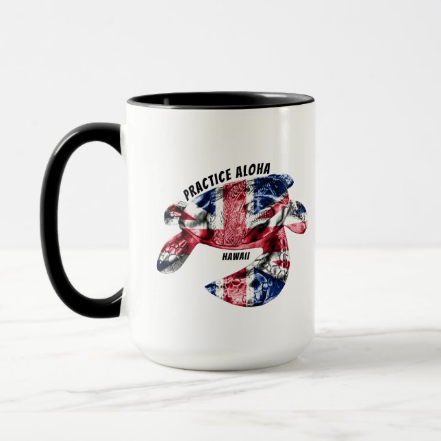 Mug Hawaii Practice Aloha - Tribal Honu HIFlag (Gauche)
