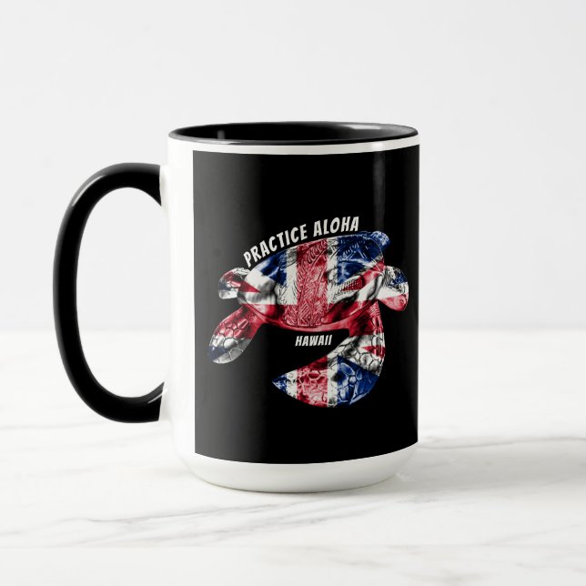 Mug Hawaii Practice Aloha - Tribal Honu HIFlag (Gauche)