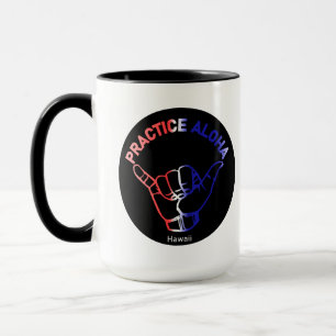 Mug Hawaii Pratiquer Aloha Drapeau Shaka (Hang lâche)