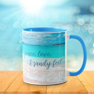 Mug Hawaii Tropical Beach Peace Love Sandy Pieds Scrip