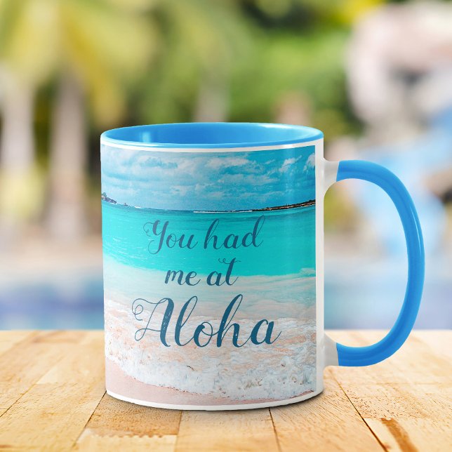 Mug Hawaii Tropical Beach You had Me at Aloha Script (Créateur téléchargé)