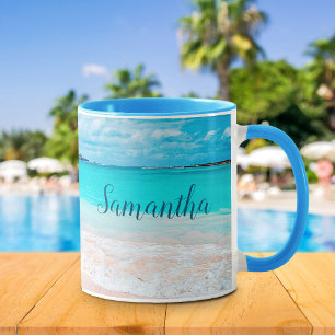 Mug Hawaii tropical bleu océan sable plage photo nom