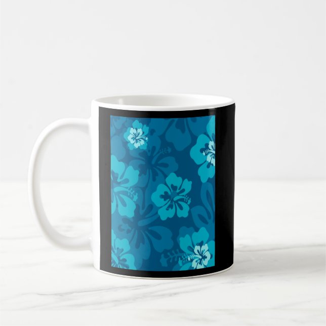Mug Hawaiian Blue Hibiscus Fleur Tropical Floral (Gauche)