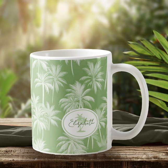 Mug Hawaiian Palm Tree Silhouette Motif Green ID1093 (Créateur téléchargé)