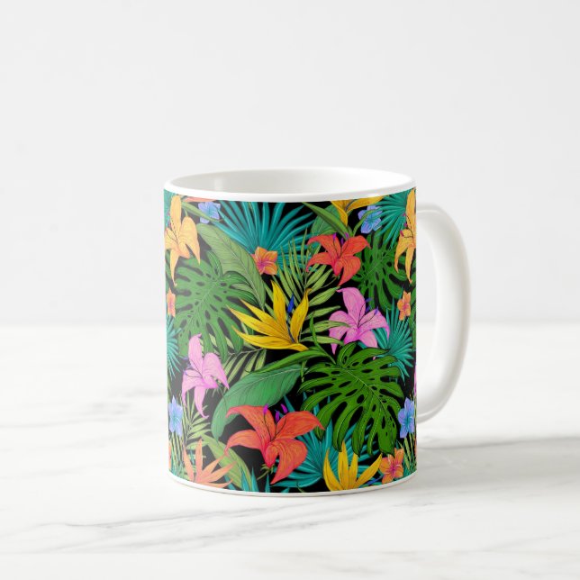 Mug Hawaiian Tropical Floral Palm Feuille (Devant droit)