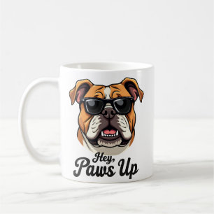 Mug Hé, les pattes en l'air ! Bulldog vintage avec lun