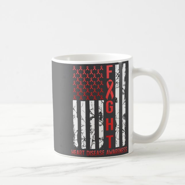 Mug Heart Disease Awareness February Usa Flag Ribbon R (Droite)