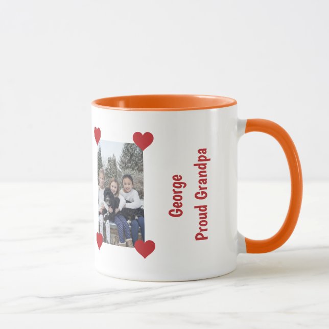 Mug Heart Fier Grand-Père Amour Personnaliser Photos N (Droite)