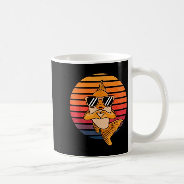 Mug Heart Hands Funny Retro Goldfish Lover Sungles Mak (Droite)