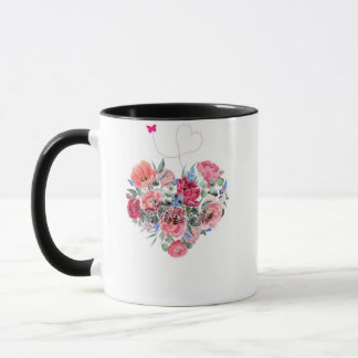 Mug Heart of Flowers – watercolor bouquet