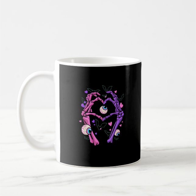 Mug Heart Skeleton Mains - Halloween Pastel Goth Eyeba (Gauche)
