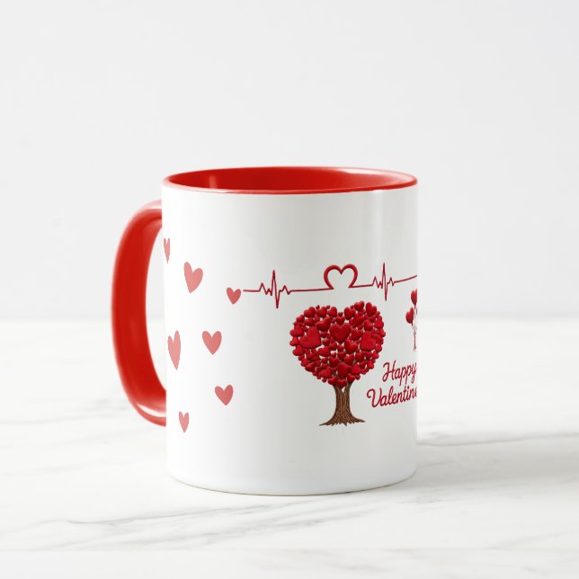 Mug Heart Tree & Heartbeat Valentine's Day (Devant gauche)