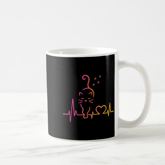 Mug Heartbeat Cat Lover Animal Silhouette Cute Cat  (Droite)