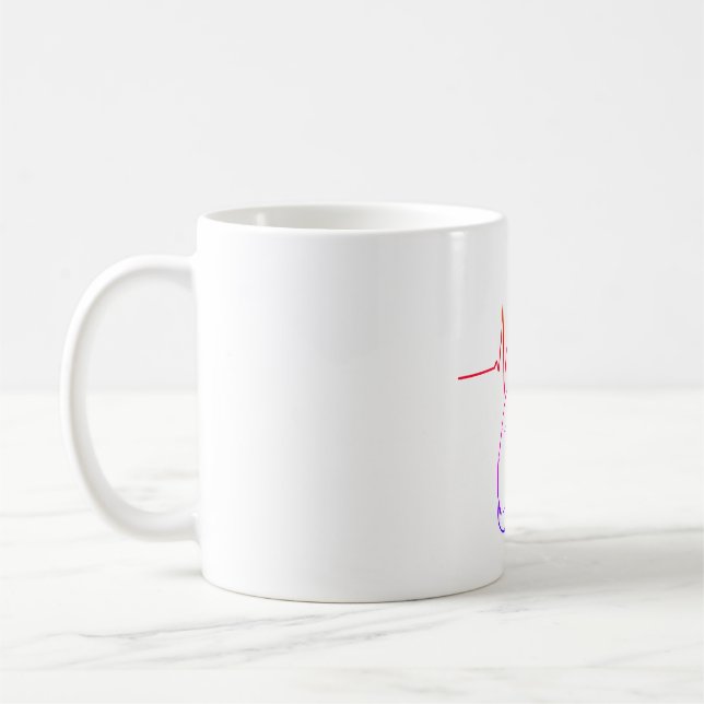 Mug Heartbeat Cat Pulse, Unique Feline Illustration (Gauche)
