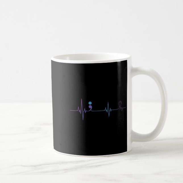 Mug Heartbeat Semicolon Suicide Prevention Awareness  (Droite)