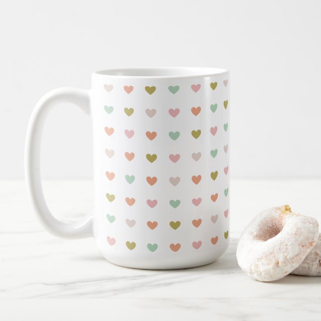Mug Hearts Polka Pattern, 15oz  (Avec donut)