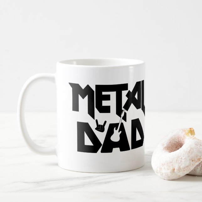 Mug Heavy Metal Music Papa Rocker Hard Rock Guitar  (Avec donut)