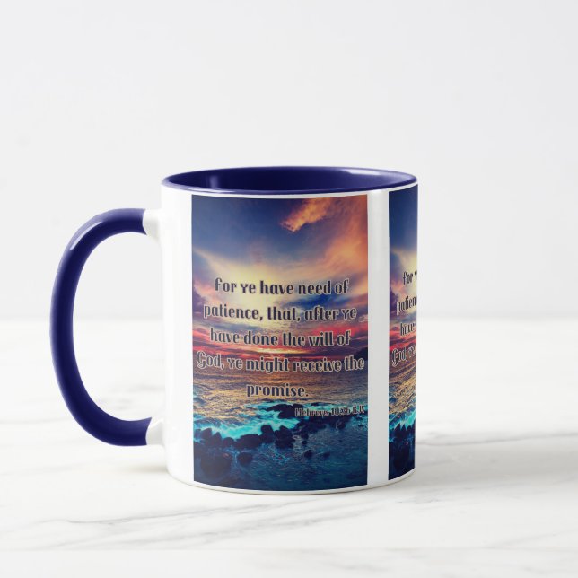 Mug Hébreux 10:36 KJV Bible Verse Pic Deux Tons (Gauche)
