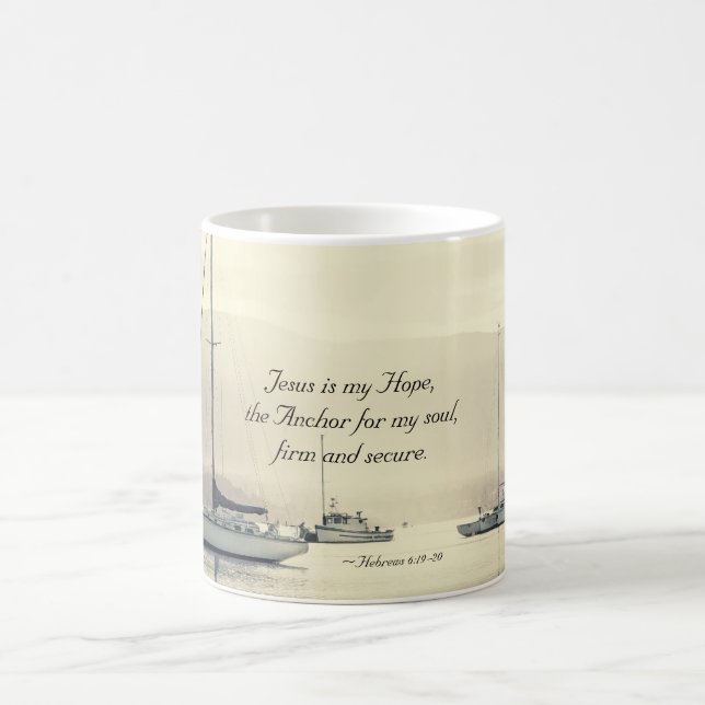 Mug Hébreux 6:19 Jésus Ancre pour mon âme, Voiliers (Centre)