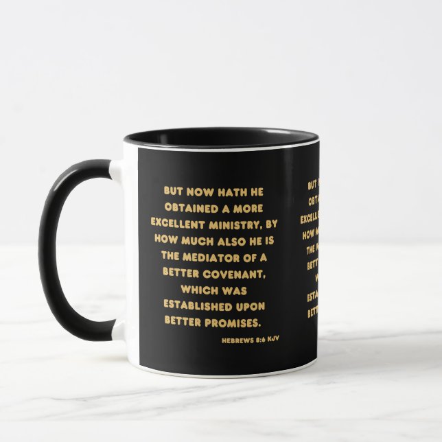 Mug Hébreux 8:6 KJV Bible Verse Deux Tones (Gauche)