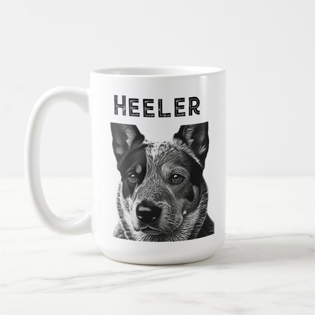Mug Heeler (chien Blue Heeler) en gros plan  (Gauche)