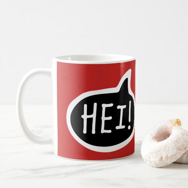 Mug HEI ! Norvégien Salutation, Salut, bulle vocale (Avec donut)