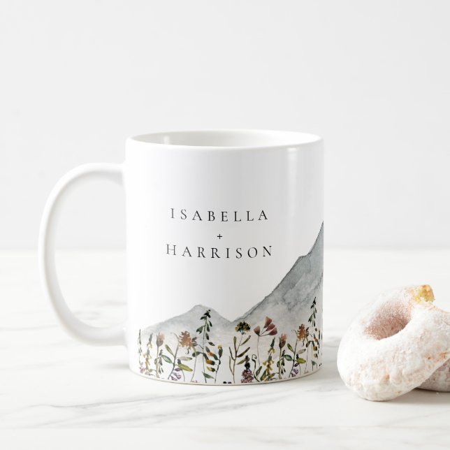 Mug HEIDI Watercolor Fleur sauvage Mountain Mariage Ca (Avec donut)