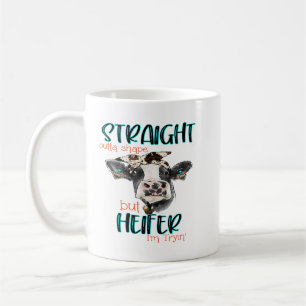 Mug Heifer Droite En Dehors Forme J'Essaie De Cowhide