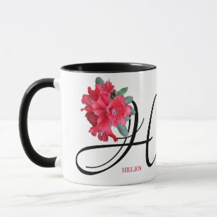 Mug Helen nom personnalisable fleurs rouges boho tenda