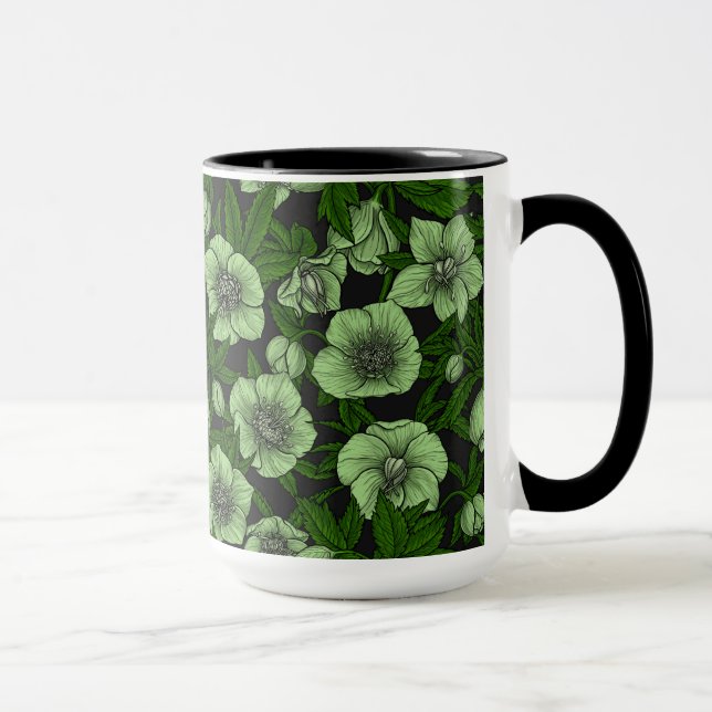 Mug Hellebores blancs avec feuille (Droite)