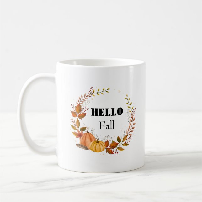 Mug Hello Fall Rustique Citrouille - Cosy Farmhouse Au (Gauche)