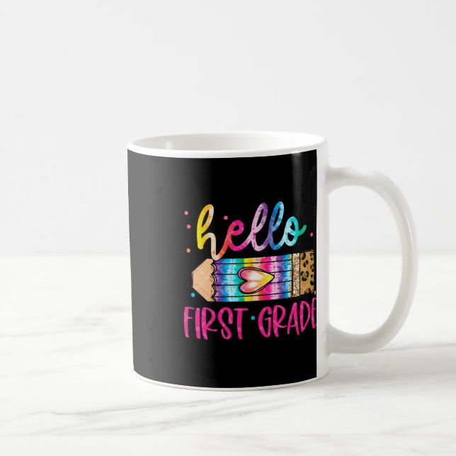 Mug Hello First Grade Leopard Tie Dye Pencil Cute Teac (Droite)