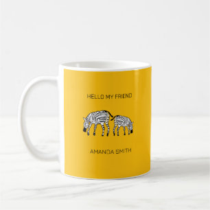 Mug Hello Friend Cute Kenyan African Zebras
