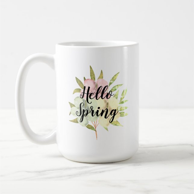 Mug Hello Spring Pastel Fleurs aquarelles (Gauche)