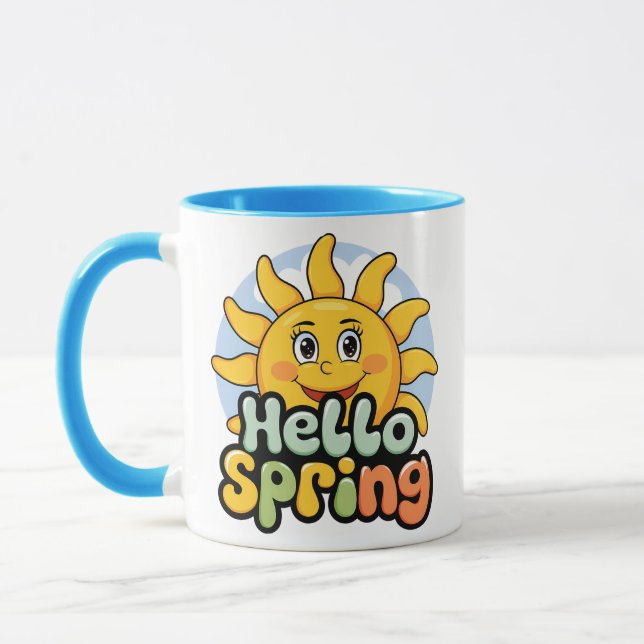 Mug Hello Spring : Soleil Souriant et Ciel Bleu (Gauche)
