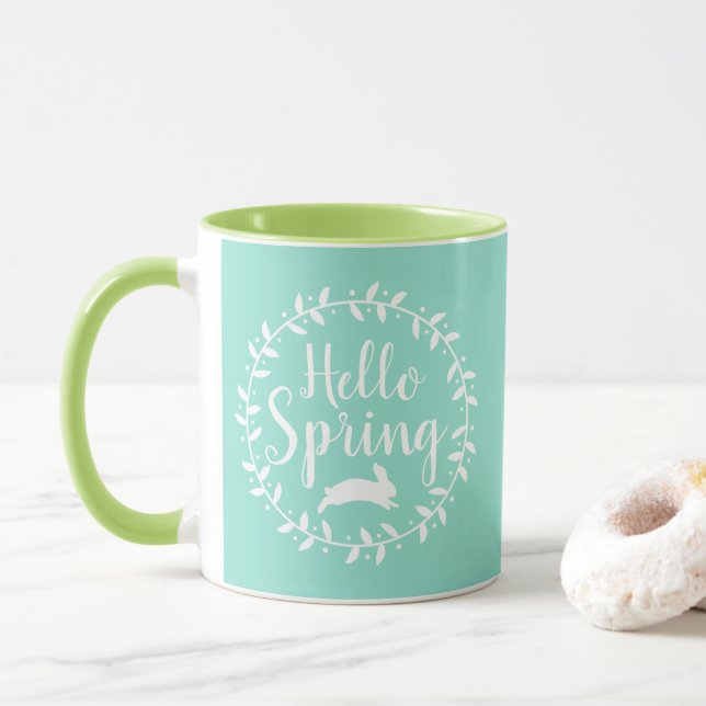 Mug Hello Spring Wreath & Bunny (Avec donut)