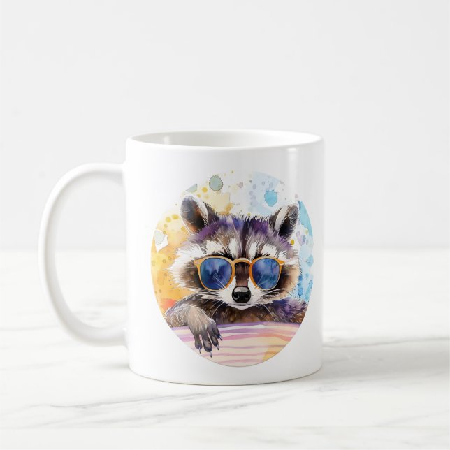 Mug Hello Summer Raccoon dans les lunettes de soleil A (Gauche)