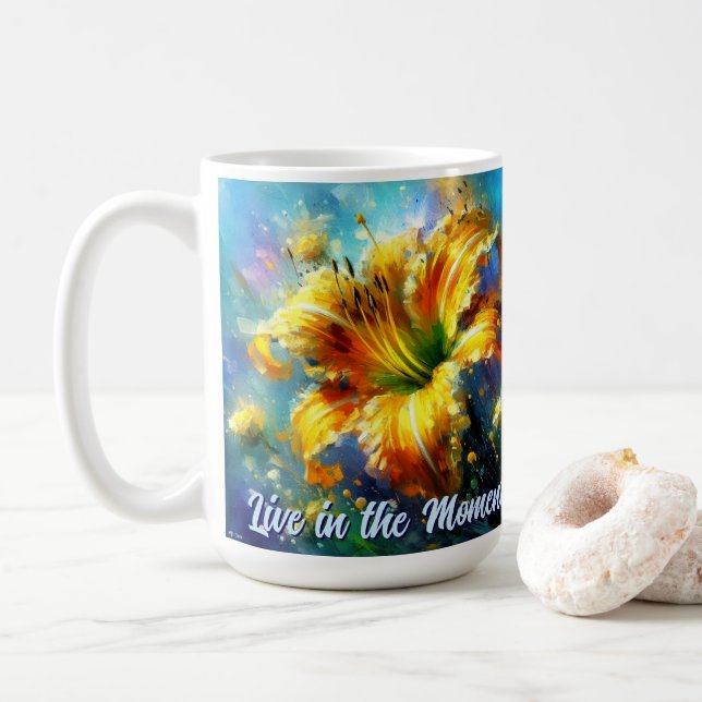 Mug Hemerocallis Hemerocallis Fleur Jaune Sarcelle Per (Avec donut)