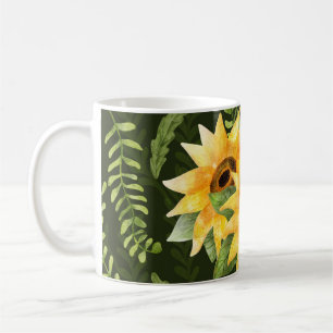 Mug Herbes de tournesols Feuille Motif d'aquarelle