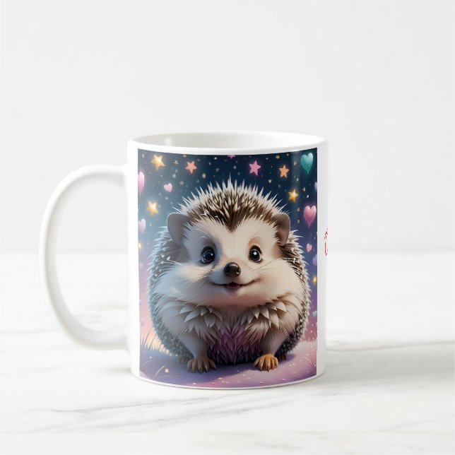 Mug Hérisson adorable avec étoiles et coeurs (Gauche)