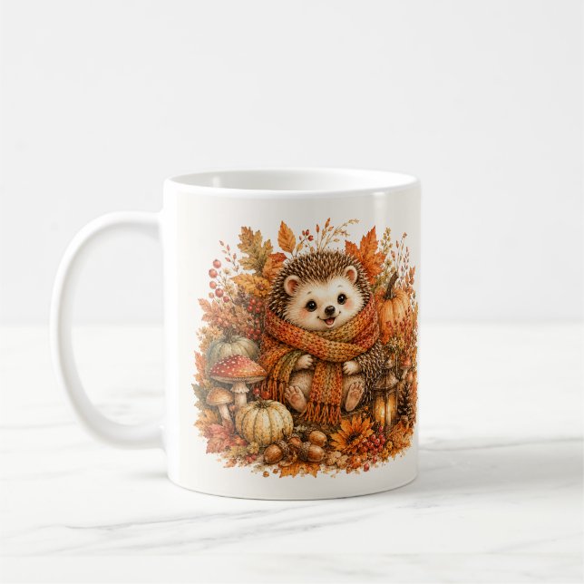 Mug Hérisson aquarelle cosy d'automne (Gauche)