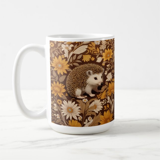 Mug Hérisson Brown Floral William Morris Inspiré (Gauche)