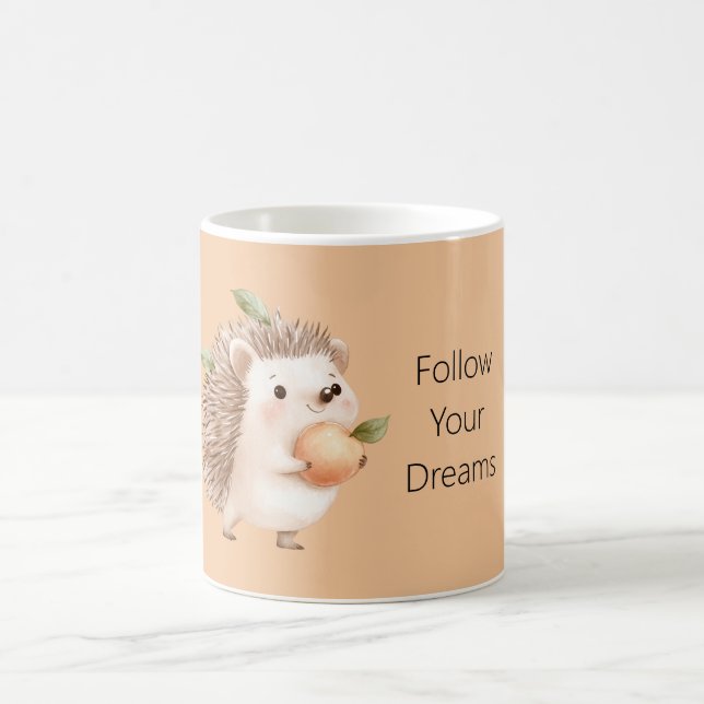 Mug Hérisson de pêche Feuilles vertes Rêves (Centre)